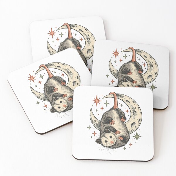 Item preview, Opossum on a Crescent Moon - Celestial Animal Art designed and sold by cybersilverhand.