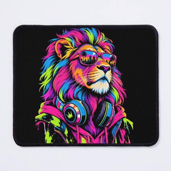 Item preview, Neon Pop Art Lion with Sunglasses and Headphones designed and sold by ArcaneArtistry.