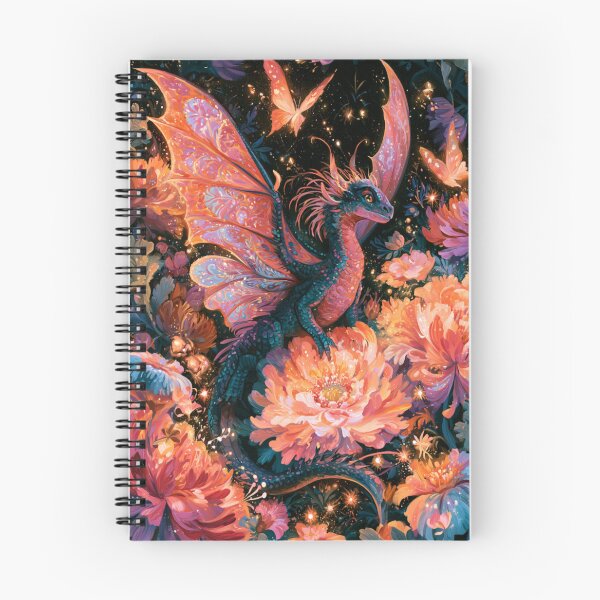 Item preview, A tiny Fae Dragon fluttering through a magical flower garden filled with glowing butterflies, Fantasy & Mythological Creatures designed and sold by CDC40.