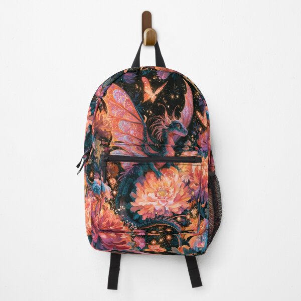 Item preview, A tiny Fae Dragon fluttering through a magical flower garden filled with glowing butterflies, Fantasy & Mythological Creatures designed and sold by CDC40.