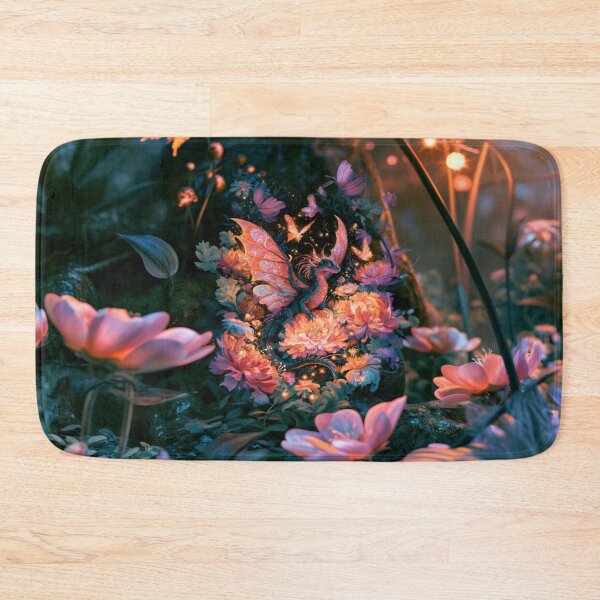 Item preview, A tiny Fae Dragon fluttering through a magical flower garden filled with glowing butterflies, Fantasy & Mythological Creatures designed and sold by CDC40.
