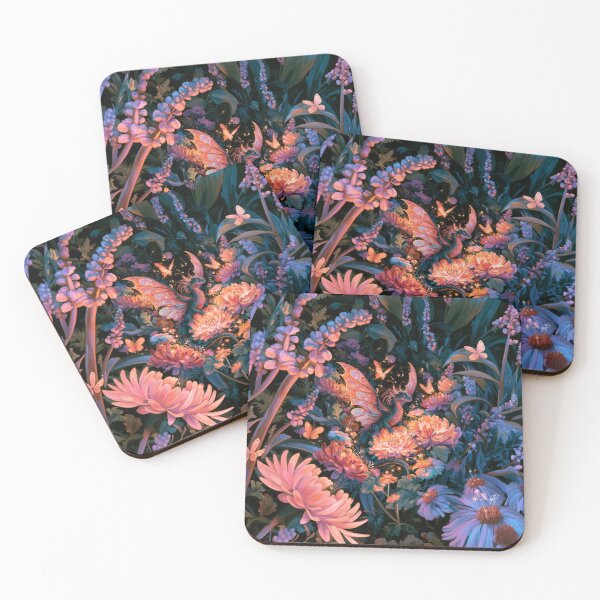 Item preview, A tiny Fae Dragon fluttering through a magical flower garden filled with glowing butterflies, Fantasy & Mythological Creatures designed and sold by CDC40.