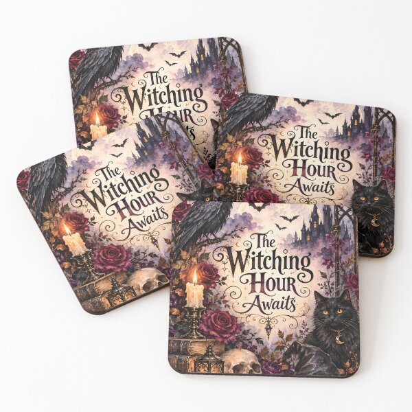 Item preview, The Witching Hour Awaits – Gothic Halloween Raven, Black Cat & Full Moon designed and sold by blankTeeShirt.