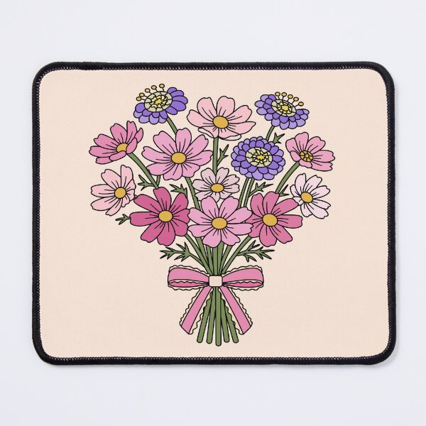 Item preview, Vibrant Mixed Floral Bouquet Featuring Pink Cosmos and Purple Flowers Tied with a Cute Ribbon Bow designed and sold by RS4you.