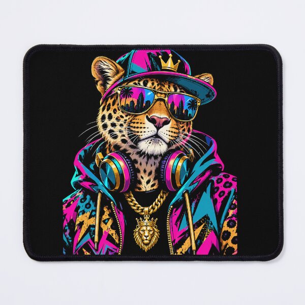Item preview, Neon Leopard King Streetwear DJ Hip Hop Wild Cat Urban Style designed and sold by ArcaneArtistry.