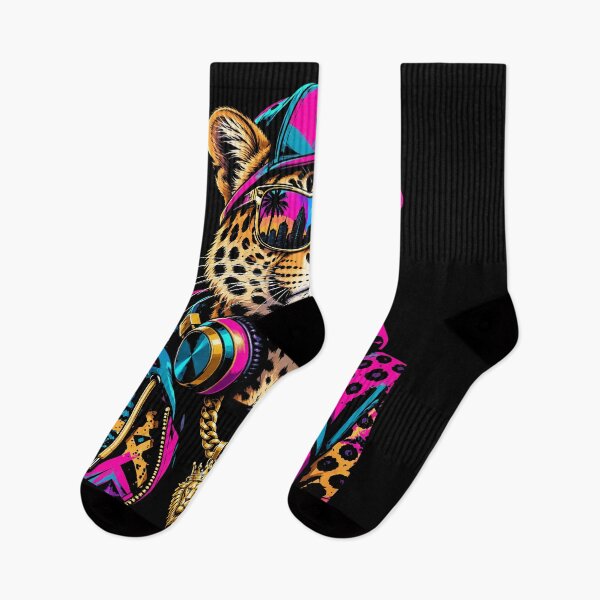 Item preview, Neon Leopard King Streetwear DJ Hip Hop Wild Cat Urban Style designed and sold by ArcaneArtistry.