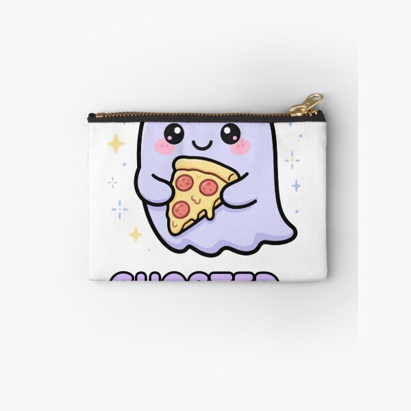 Item preview, Cute Ghost Eating Pizza Slice Ghosted For Snacks Halloween Sticker designed and sold by xiaoxiaochibi.