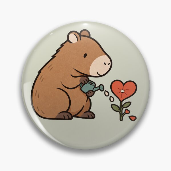 Item preview, Capybara Watering a Heart Flower Plant– Big Heart Little Creatures designed and sold by  MAD's Recreation Studio.