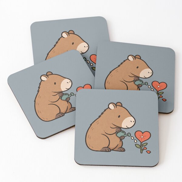 Item preview, Capybara Watering a Heart Flower Plant– Big Heart Little Creatures designed and sold by  MAD's Recreation Studio.