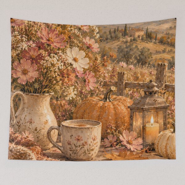 Item preview, Cottagecore Autumn Still Life Oil Painting Tuscan Landscape designed and sold by Jozefin's Studio.
