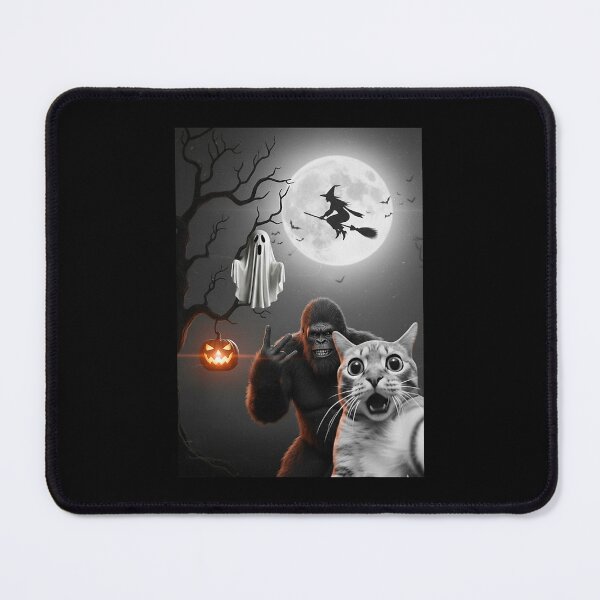 Item preview, Funny Halloween Cat Ghost Bigfoot Witch Moon Scene designed and sold by OddPopARt.