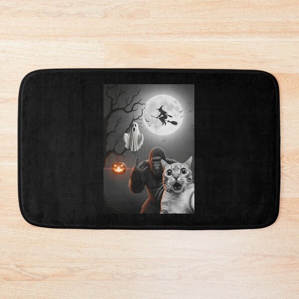 Item preview, Funny Halloween Cat Ghost Bigfoot Witch Moon Scene designed and sold by OddPopARt.