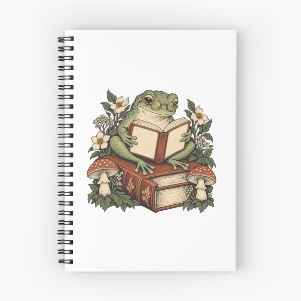 Item preview, Reading Frog with Mushrooms - Cottagecore Book Lover designed and sold by cybersilverhand.