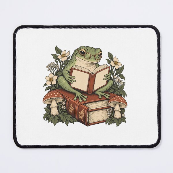 Item preview, Reading Frog with Mushrooms - Cottagecore Book Lover designed and sold by cybersilverhand.