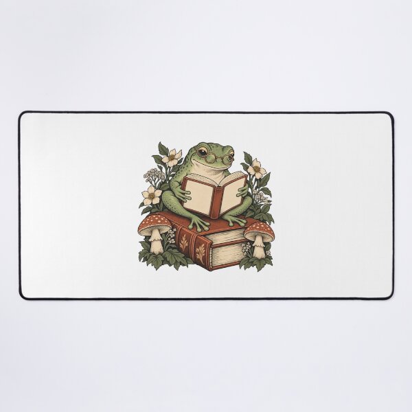 Item preview, Reading Frog with Mushrooms - Cottagecore Book Lover designed and sold by cybersilverhand.