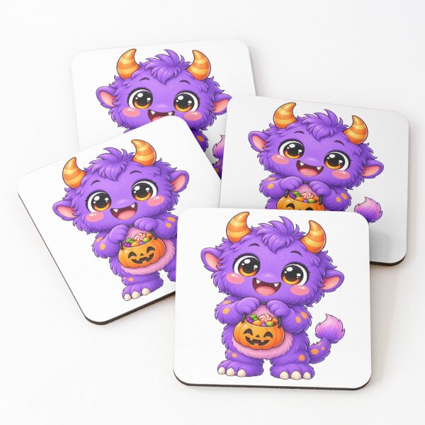 Item preview, Cute Purple Monster Halloween Candy Illustration designed and sold by Pixanova.