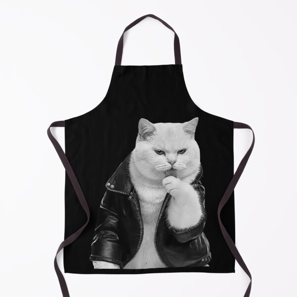 Item preview, Grumpy White Cat in Leather Jacket designed and sold by PLisasPets.