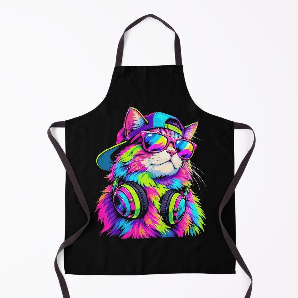 Item preview, Neon Hipster Cat DJ Colorful Music Lover Retro Streetwear designed and sold by ArcaneArtistry.