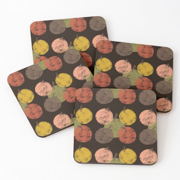 Item preview, Vintage Apple Seamless Pattern with Hand-Drawn Textured Fruit on Dark Brown Background designed and sold by TaniaArtDesign.