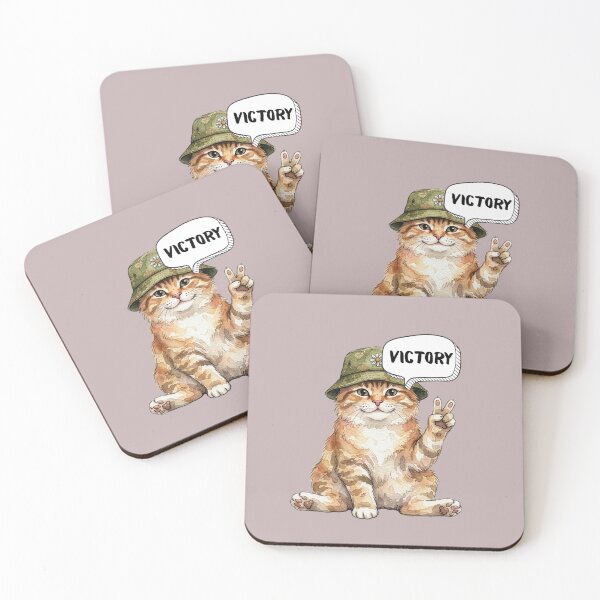 Item preview, Victory Cat in Bucket Hat - Cute Watercolor Tabby Peace Sign designed and sold by EVESTUDIOART.