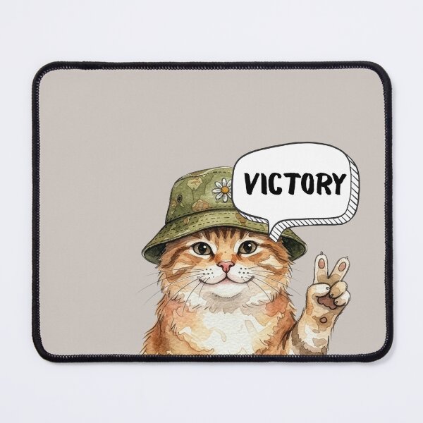 Item preview, Victory Cat in Bucket Hat - Cute Watercolor Tabby Peace Sign designed and sold by EVESTUDIOART.