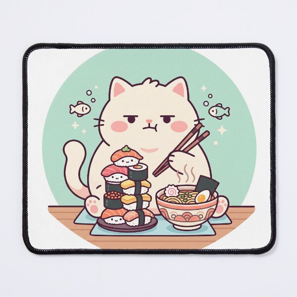 Item preview, Grumpy Chubby Cat Sushi Ramen Kawaii Cat Lover Gift designed and sold by mindshocker.
