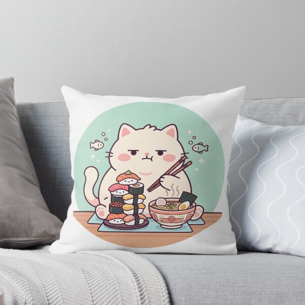 Item preview, Grumpy Chubby Cat Sushi Ramen Kawaii Cat Lover Gift designed and sold by mindshocker.