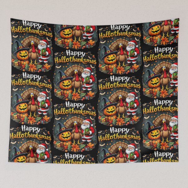 Item preview, Happy Hallothanksmas Holiday Turkey Santa Celebration designed and sold by OddPopARt.