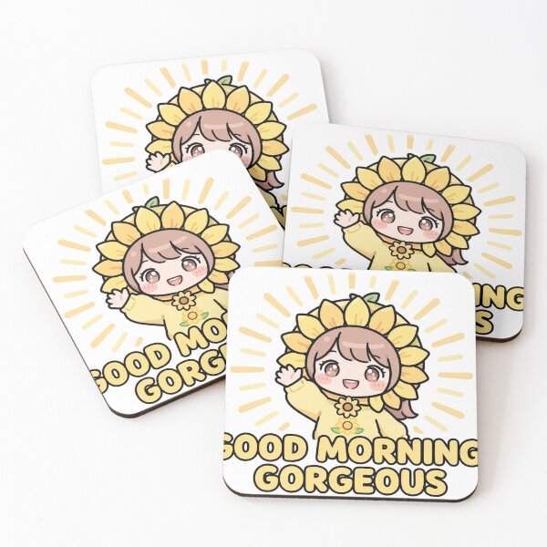 Item preview, Cheerful Chibi Sunflower Girl Good Morning Gorgeous Affirmation Sticker designed and sold by xiaoxiaochibi.