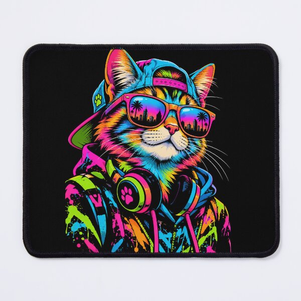 Item preview, Colorful Street Cat with Sunglasses and Headphones Urban Pop Art designed and sold by ArcaneArtistry.