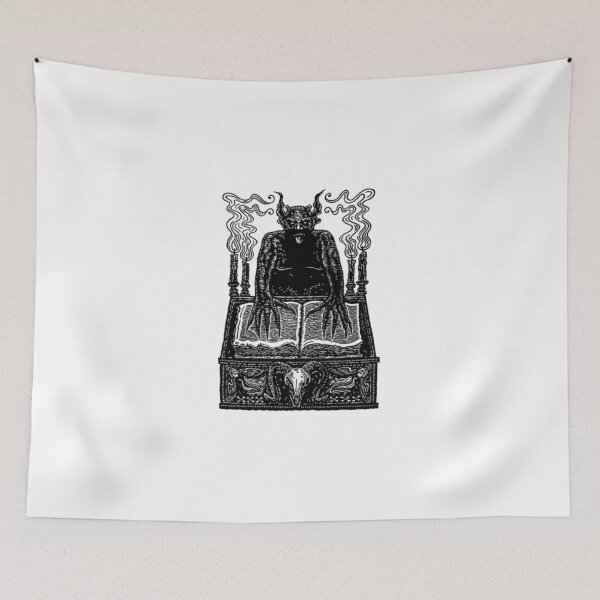 Item preview, Gothic Woodcut Demon Sorcerer Altar Book Drawing designed and sold by BertramSchutte.