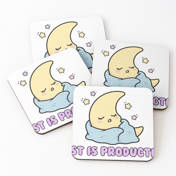 Item preview, Sleepy Chibi Crescent Moon Blanket Rest Is Productive Self Care Sticker designed and sold by xiaoxiaochibi.