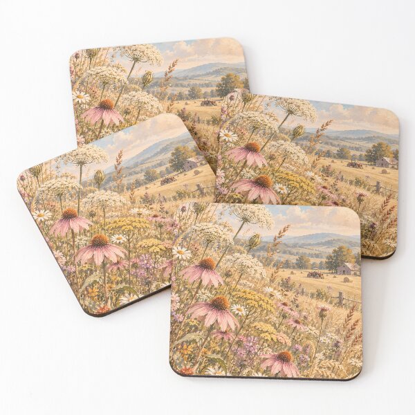 Item preview, Cottagecore Wildflower Meadow Watercolour Farm Landscape designed and sold by Jozefin's Studio.