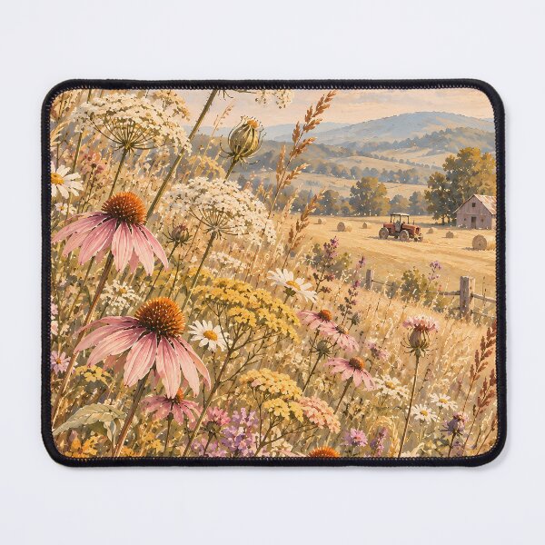 Item preview, Cottagecore Wildflower Meadow Watercolour Farm Landscape designed and sold by Jozefin's Studio.