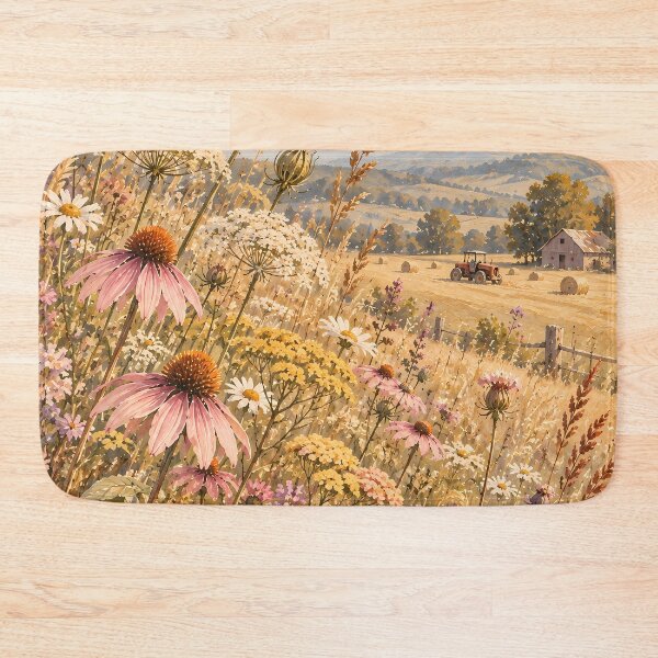 Item preview, Cottagecore Wildflower Meadow Watercolour Farm Landscape designed and sold by Jozefin's Studio.