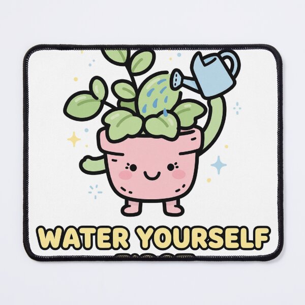 Item preview, Happy Chibi Potted Plant Watering Can Water Yourself First Self Care Sticker designed and sold by xiaoxiaochibi.