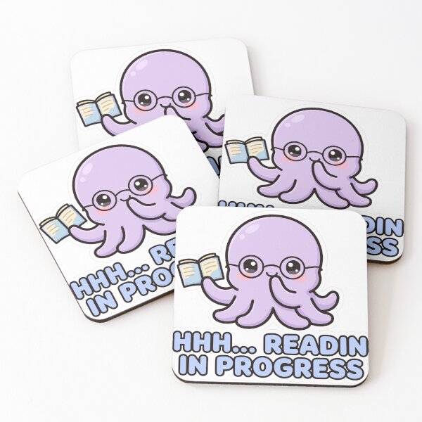 Item preview, Cute Chibi Octopus Librarian Glasses Shhh Reading In Progress Book Sticker designed and sold by xiaoxiaochibi.