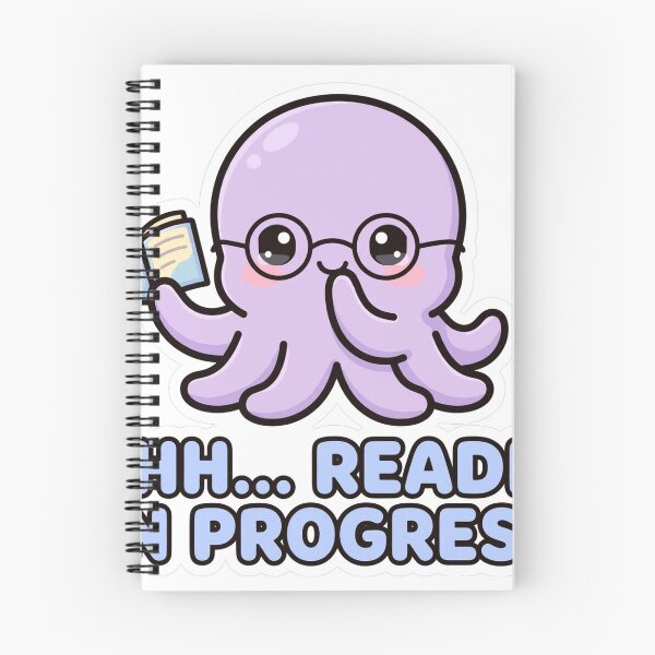 Item preview, Cute Chibi Octopus Librarian Glasses Shhh Reading In Progress Book Sticker designed and sold by xiaoxiaochibi.