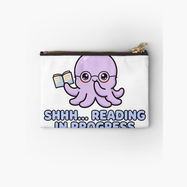 Item preview, Cute Chibi Octopus Librarian Glasses Shhh Reading In Progress Book Sticker designed and sold by xiaoxiaochibi.