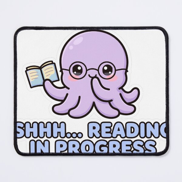 Item preview, Cute Chibi Octopus Librarian Glasses Shhh Reading In Progress Book Sticker designed and sold by xiaoxiaochibi.