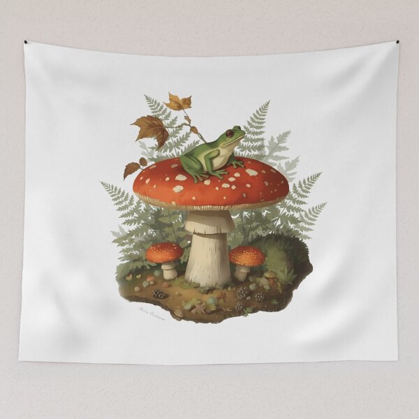 Item preview, dark cottagecore, amanita, champignon, cottagecore, botanique, goblincore, grenouille forêt, woodland, vintage, nature, forestcore, amphibien, sticker, automne designed and sold by Youram.