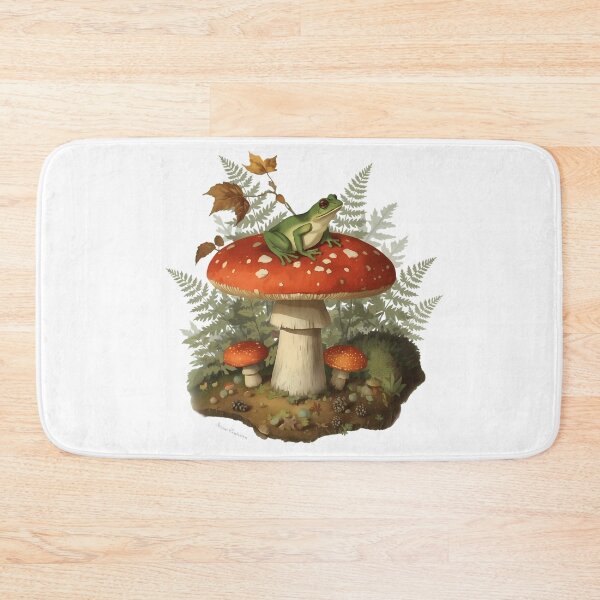Aperçu de l'œuvre Sticker Grenouille Vintage sur Champignon Amanita Dark Cottagecore Botanique créée et vendue par Youram.