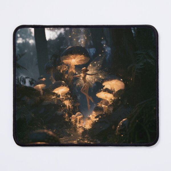 Item preview, A delicate Fairy dancing among glowing mushrooms in an enchanted woodland at twilight, Fantasy & Mythological Creatures designed and sold by CDC40.