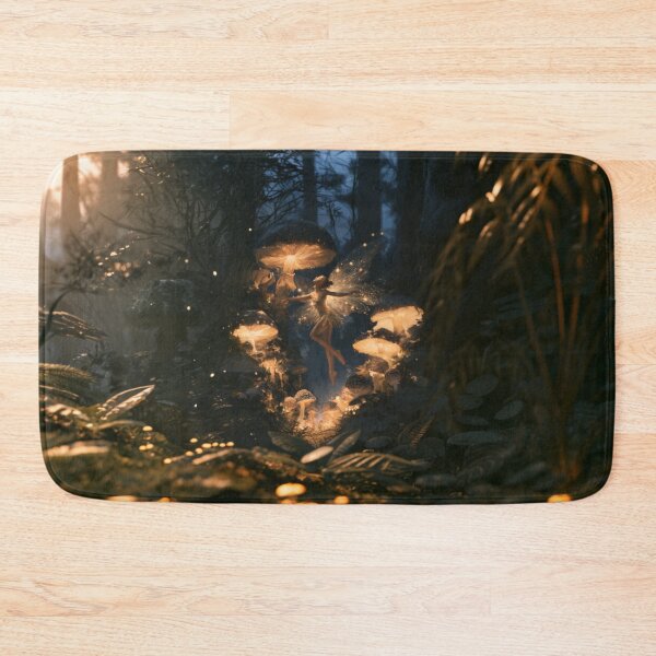 Item preview, A delicate Fairy dancing among glowing mushrooms in an enchanted woodland at twilight, Fantasy & Mythological Creatures designed and sold by CDC40.