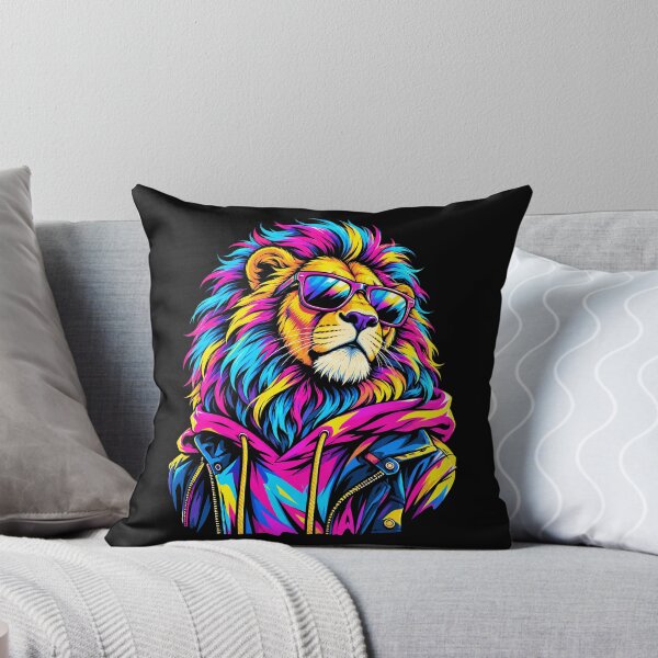 Item preview, Neon Lion with Sunglasses Pop Art Streetwear designed and sold by ArcaneArtistry.