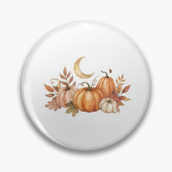 Item preview, Watercolor Autumn Pumpkins and Moon Illustration designed and sold by ArchanaKatoch.