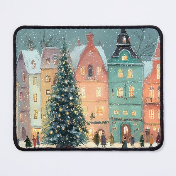 Item preview, Christmas Town Square Snowy Village Painting designed and sold by NatureSight.