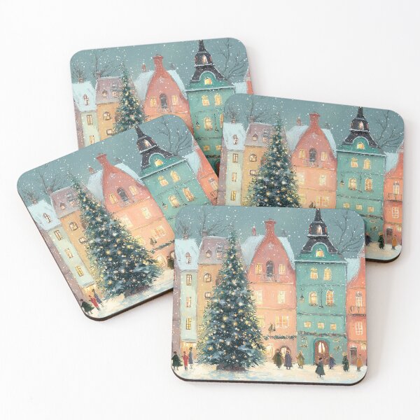 Item preview, Christmas Town Square Snowy Village Painting designed and sold by NatureSight.