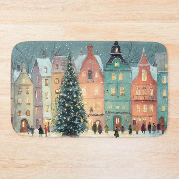 Item preview, Christmas Town Square Snowy Village Painting designed and sold by NatureSight.