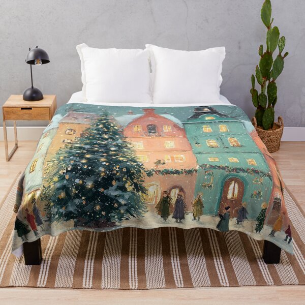 Item preview, Christmas Town Square Snowy Village Painting designed and sold by NatureSight.